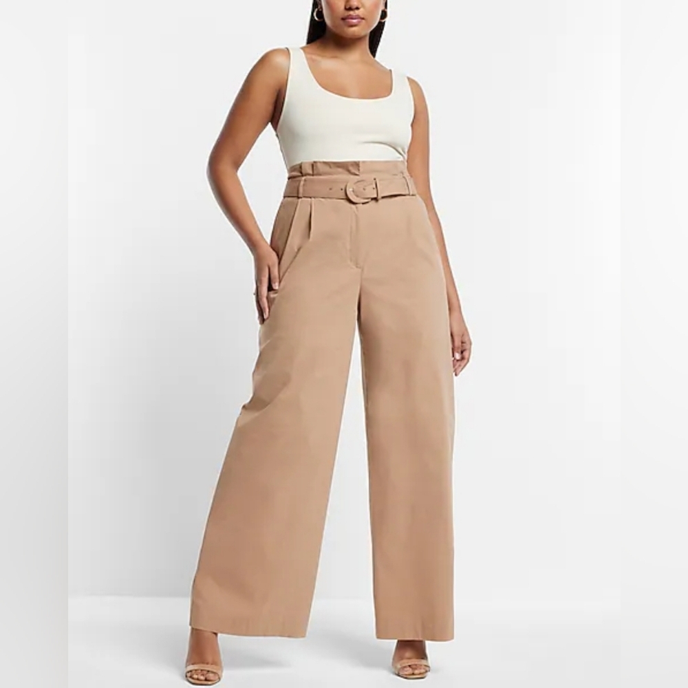 HP🎉 Express Super High Waisted Belted Paperbag Wide Leg Pants - Size 8S